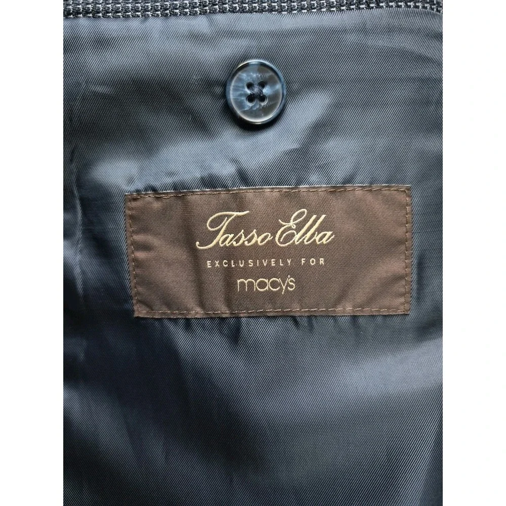 Tasso Elba Mens Sport Coat 46R Navy Blue 2 Button Single Breasted Blazer